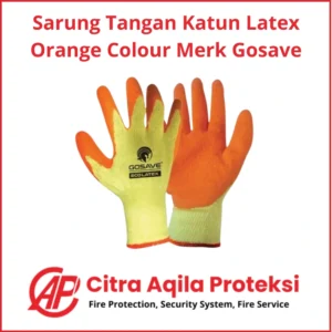Sarung Tangan Katun Latex Orange Colour Merk Gosave