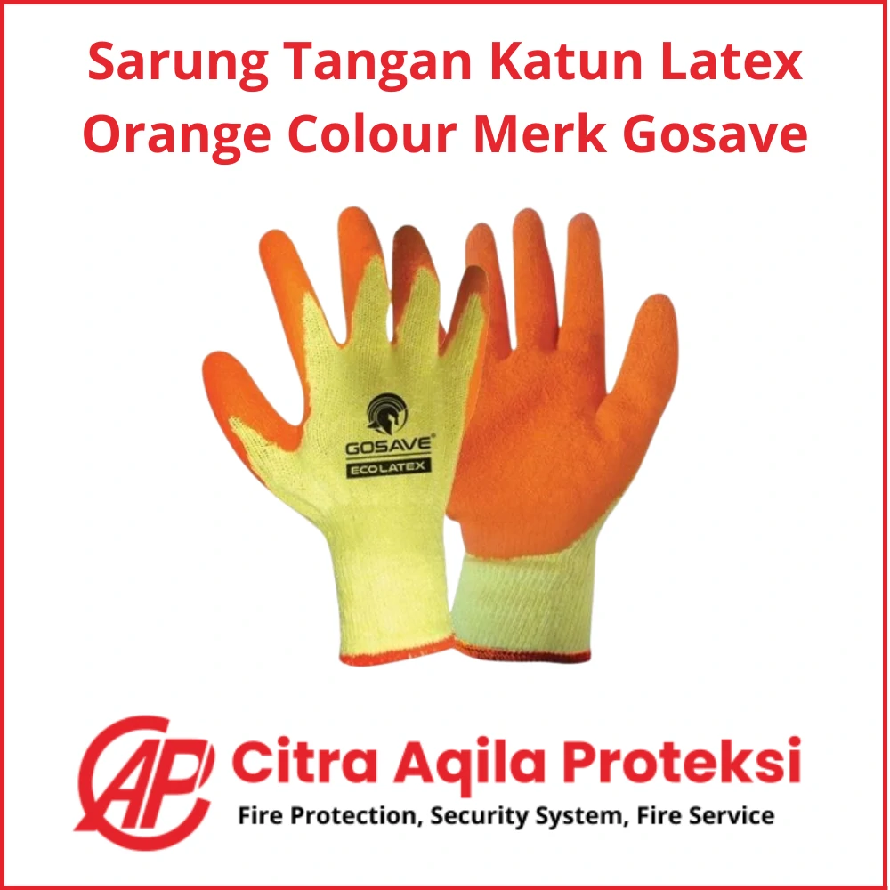 Sarung Tangan Katun Latex Orange Colour Merk Gosave